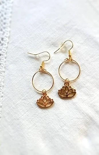 Nieuwe gouden lotus oorbellen – photo 5